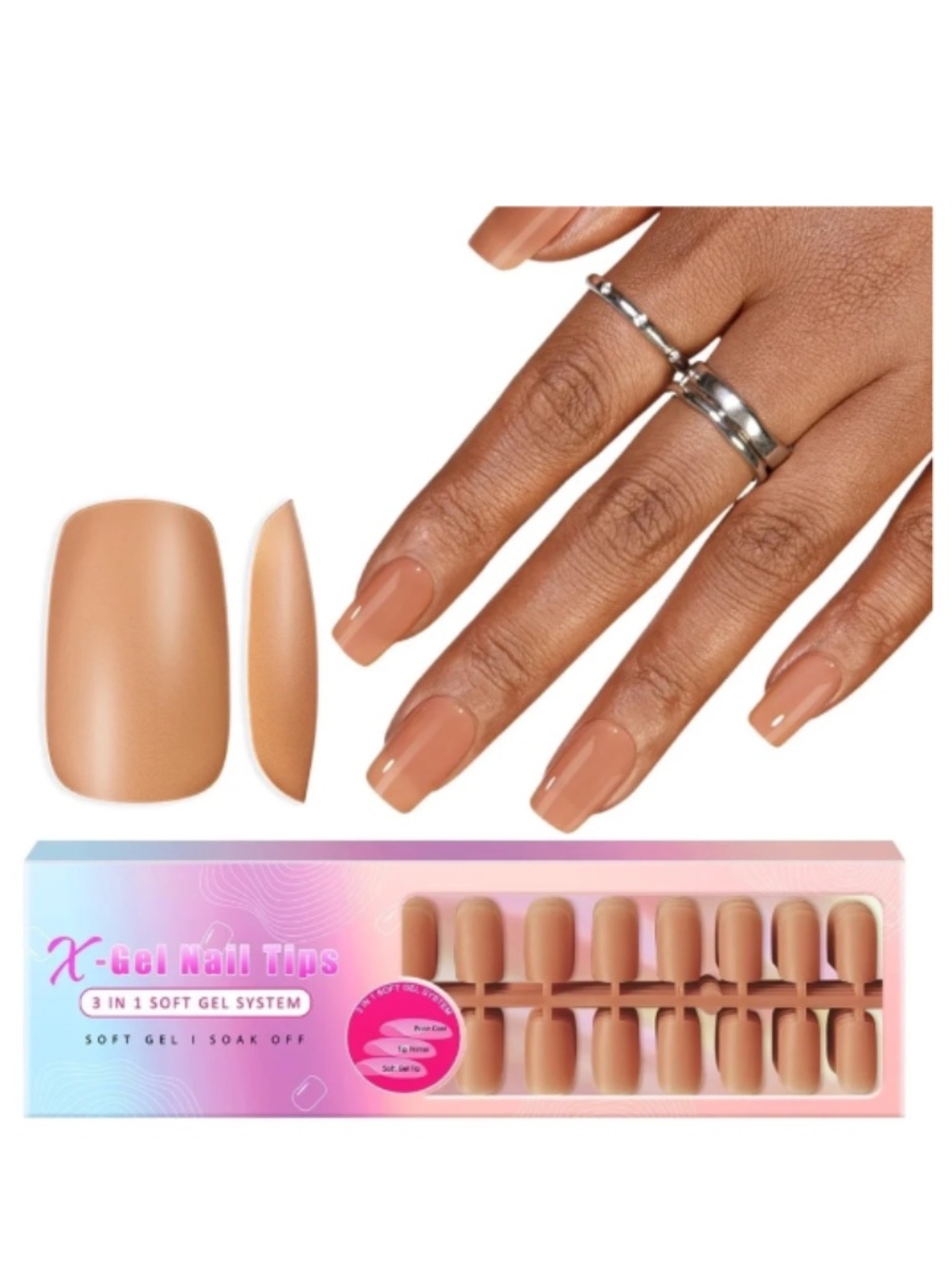 Copper GelX Short Square Press On Nails